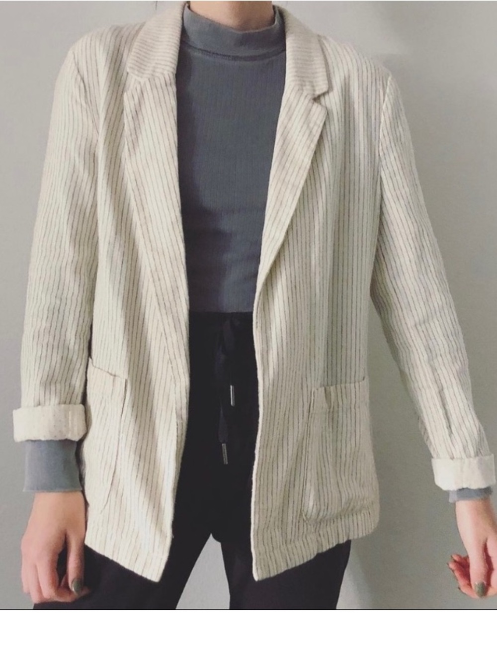 Old navy Cream Striped Open-Front Blazer Jacket - Women